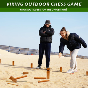 Jeu de Kubb en bois de caoutchouc durable avec sac de transport en toile, jeu de lancer de pelote de jardin pour la famille, adultes et enfants - Product Image 6