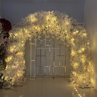 Nouveau romantique 5d LED blanc rose fleur de cerisier artificielle arc soie Floral mur amour coeur arc mariage