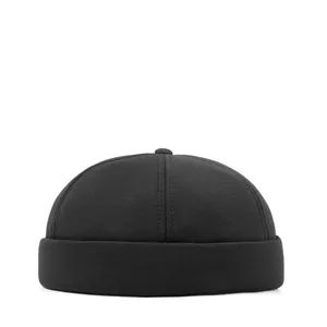 Erkekler tasarımcı kafatası kap özel Logo Brimless beyzbol şapkası 100% Polyester Docker kap