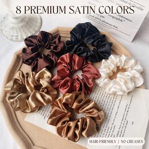 Satin Scrunchies Set Soft Imitation Silk <b>Ties</b> No Crease Women Hair Accessories Wholesale Custom Logo Gift Box - Product Image 3