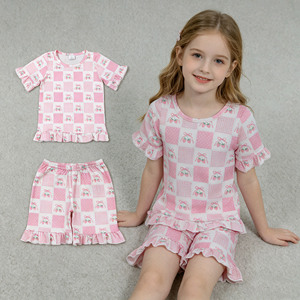 Conjuntos de Ropa para Niñas Pequeñas, Boutique RTS, Estampado Floral a Cuadros, Lazos de Verano, Bonitos Volantes, Camisa y Pantalones Cortos, 2 Piezas - Product Image 3