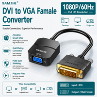 SAMZHE Adaptador DVI a VGA 1080P, Cable DVI-D a VGA de 11 cm, Convertidor de Cable DVI24+1 DVI24+5 para Tarjeta Gráfica, Proyector, TV, Monitor