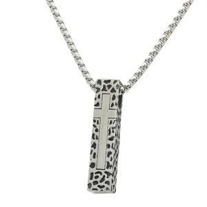 Stainless Steel <b>Cross</b> Pendant Necklace Men's Geometric Design Rectangular Shape Punk Style Fashion Jewelry - Product Image 5