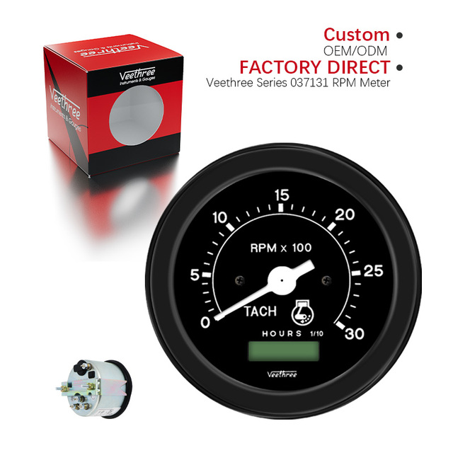 Wenle Best Price Veethree Series 037131 RPM Meter V22 56 5B-16702 0-3000 New 85mm 12V 24V Universal Tachometer