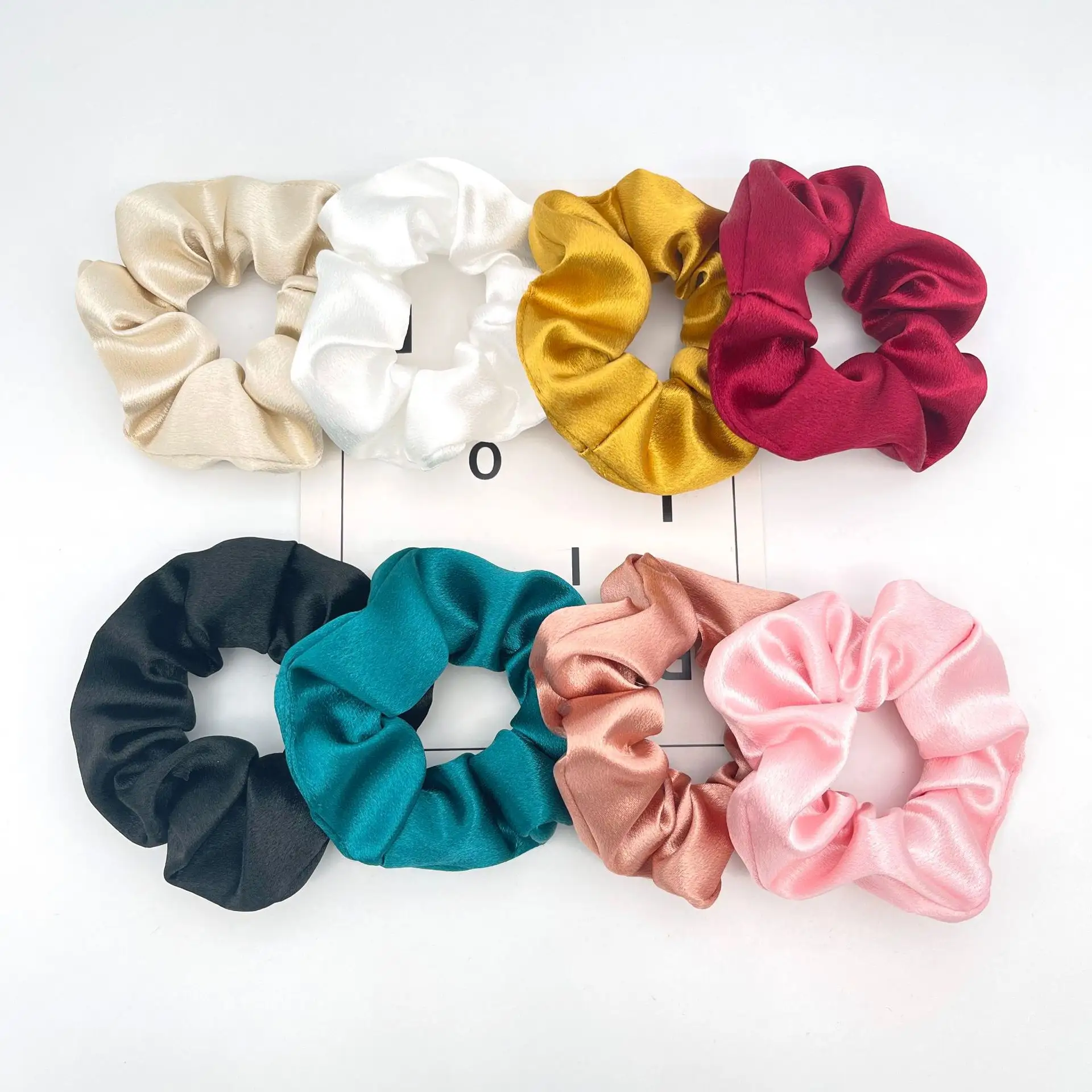 Wholesale Cheap Solid Color Satin Hair Band Scrunchies Simple INS Women Hair Band Rubber Band Hair Accessories