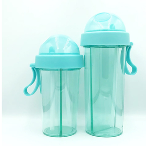 Vendita calda 600ml tazza di plastica con manico portatile, <span class=keywords><strong>due</strong></span> divisori sezione tazza da viaggio <span class=keywords><strong>per</strong></span> caffè, bere succo e bottiglia d'acqua - Product Image 5