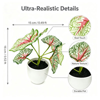 Fleurs artificielles réalistes Caladium sur mesure, style 16 cm, fausse verdure, plantes artificielles de bureau en vrac