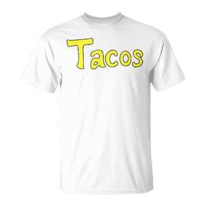 Camiseta Tacos blanca unisex para adultos talla mediana - Product Image 1