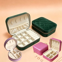 Boîte à bijoux de voyage multicolores, organiseur de boucles d'oreilles, bagues et colliers, en velours et simili cuir, mini boîte de rangement pour bijoux, cadeau pour filles