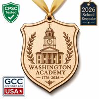 [Conforme à la CPSC] Ornement scolaire du 250e anniversaire de la patrimoine |   Contreplaqué testé CPSC |   Objet commémoratif gravé sur mesure |   Vente en gros