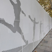 Paneles de Aluminio Perforados Artísticos con Tamaños de Orificios Personalizados para Patrones de Imágenes Únicos en Fachadas de Edificios y Muros Cortina