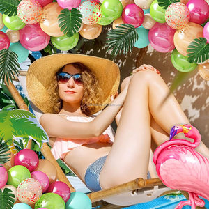 Bonito Kit de Guirnalda de Globos de Látex con Diseño de Flamencos Tropicales para Halloween, Navidad, Verano, Playa, Hawaiano, Luau, <span class=keywords><strong>Aloha</strong></span>, Cumpleaños, Baby Shower, Fiesta - Product Image 3