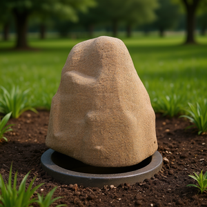 Couverture de pompe extérieure légère et résistante aux intempéries en sable brun artificiel, forme de cône irrégulier - Product Image 2