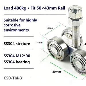 Roue de Portail Cantilever Robuste 200kg-450kg pour <span class=keywords><strong>Rail</strong></span> 50×43mm - Product Image 6