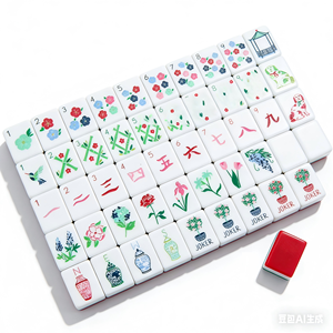 Jeu <span class=keywords><strong>de</strong></span> tuiles <span class=keywords><strong>de</strong></span> mahjong <span class=keywords><strong>en</strong></span> acrylique portable <span class=keywords><strong>de</strong></span> luxe rouge personnalisé 160 pièces avec motif chien, style américain <span class=keywords><strong>4</strong></span> couches pour divertissement familial - Product Image 4