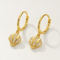 Nagosa Ocean Jewelry Boucles d'oreilles en argent sterling 925 vermeil en or 18 carats avec zircon cubique et coquillage pour femmes