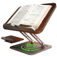 Support de livre rotatif à 360° en métal, pince de maintien de page, hauteur/angle réglables, base antidérapante mains libres, compatible avec les tablettes et les livres de cuisine