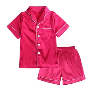 Factory wholesale Kids Custom Pyjamas Stain Silk Cute Toddler Pajamas Set For Kid