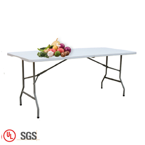 1.8m (6ft) outdoor white plastic folding table lightweight fold-in-half plastic foldable table