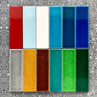Mosaico Rectangular Largo de Ladrillos Esmaltados Hechos a Mano con Patrón de Grietas de Hielo Vintage, Verde Oscuro, para Mostradores de Bar, Alojamientos, Piscinas y Decoración Industrial