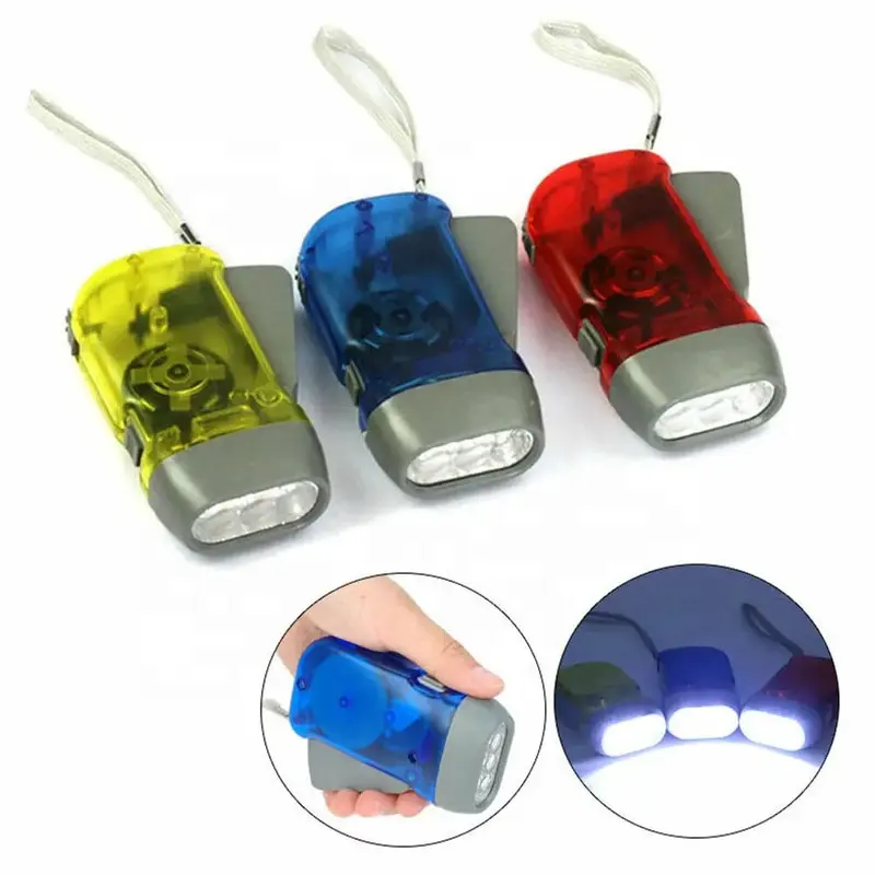 Mini linternas Antorchas Colorido Plástico Manivela Linterna Mano Operado Dynamo Led Linterna