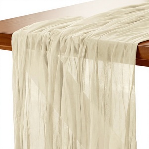 <span class=keywords><strong>Runner</strong></span> da Tavola in Garza Tessuta Stile Boho Tinta Unita <span class=keywords><strong>Beige</strong></span> 300x90cm per Matrimoni, Feste di Compleanno, Baby Shower, Eventi Natalizi - Product Image 2