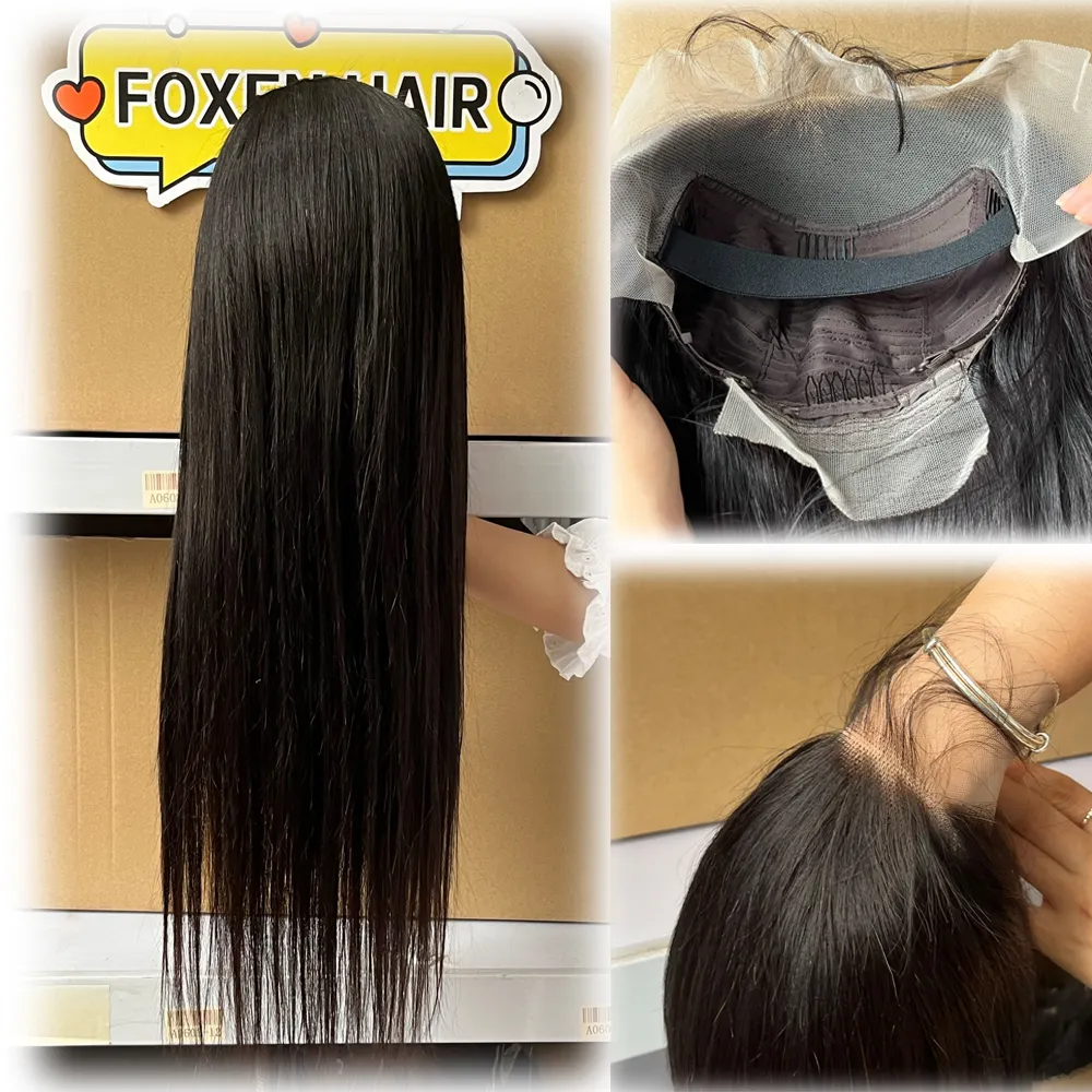 Foxen 40 Inch Human Hair Full Lace Front Wig Transparent Raw Vietnamese Hair Wig Super Double Drawn Bone Straight Human Hair Wig