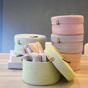 Customized Cartoon Woven Storage Basket Baby Clothes Cotton Rope Storage Basket
