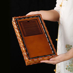Bamboo <b>Tea</b> <b>Tray</b> Rectangle Lacquered Easy To Clean Standing Type Water Storage <b>Tea</b> Sea Draining <b>Tray</b> - Product Image 1