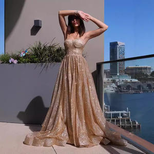 Gaun malam Satin Satin, gaun pesta makan malam <span class=keywords><strong>Prom</strong></span>, panjang lantai A-Line, ramping pinggang tanpa tali, gaun malam Satin - Product Image 3