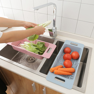Kitchen plastic sink drain storage basket rack shelf retractable Dish Rack Filter Water Basket Fruit vegetable Basket