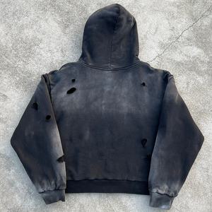 Hoodies en coton de haute qualité, coupe courte, effet usé, 500 g/m², épais, gaufré, réversible, personnalisé, surdimensionné, zippé, délavé - Product Image 2