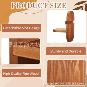 Solid Wood <b>Wall</b> Mounted Plant Shelf 11.81x7.87inch Floating <b>Display</b> Rack For Home Decor - Product Image 5