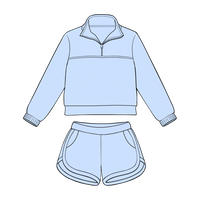 Ensemble de vêtements de sport pour enfants certifié CPC et CPSIA, prix d'usine, sweat-shirt à manches longues avec fermeture éclair quart de tour et short à poches