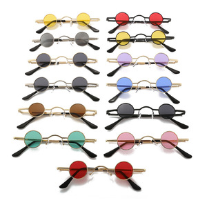 Hip Hop <b>Sunglasses</b> Small <b>Round</b> Frame Gold Silver Black Ac Lens Unisex One Size 100 Uv Protection Summer 2021 - Product Image 4