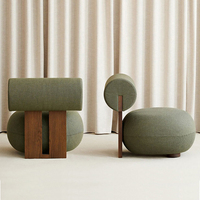 Fauteuil de salon design nordique, mobilier de maison, fauteuil en bois de frêne, fauteuil de détente moderne, accent en velours, chaises de hall d'hôtel