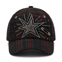 Gorra de Béisbol Vintage Lavada de Alta Calidad con Estrella de Diamantes de Imitación, Gorra Suave Estilo Papá, Venta al por Mayor de Sombreros Transfronterizos