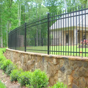 Powder Coated Black Palisade Fencing Panels Decorative Galvanized Steel Wrought Iron Fence