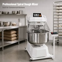 RVS spiraaldeegmixer, zwaar uitgevoerd, dubbele snelheid, automatische commerciële bakkerijmengmachine voor pizzadeeg