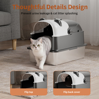 Grand bac à litière pour chat en acier inoxydable facile à nettoyer intérieur antiadhésif sans odeur pour petits et grands chats Accessoire pour chat