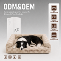 Maßgefertigtes Orthopädisches Memory-Schaum Quadratisches Hundebett Weicher Leinenbezug Wasserdichter Abnehmbarer Waschbarer Bezug Premium Haustiermarken OEM/ODM