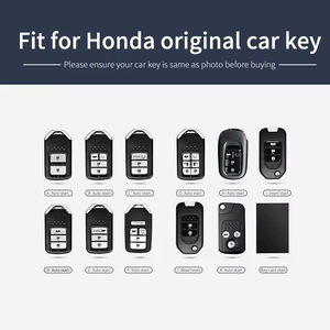 Porte-clés de voiture en alliage de zinc de luxe étui en cuir en métal couverture pour Honda city civic accrd crv jazz protéger - Product Image 5
