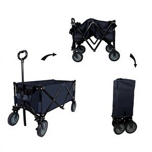 Chariot de jardin pliable à quatre roues grande capacité pour extérieur, jardin, plage avec auvent, utilitaire, OEM, pour le shopping et les outils - Product Image 1