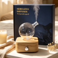 Diffuseur d'arômes en bois pour chambre, yoga, spa, nébuliseur sans eau, silencieux 32-39 dB, atomiseur d'huile 25 ml, lumière 7 couleurs, 20-50 m²