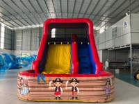 Toboganes de Agua Inflables Divertidos para Niños con Piscina, Tobogán de Agua Inflable con Forma de Barco Pirata