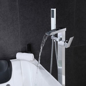 ก๊อกน้ำอ่างอาบน้ำแบบตั้งพื้นสีดำ รุ่น Waterfall Filler พร้อมฝักบัวแบบมือถือ HD-BF088 - Product Image 5