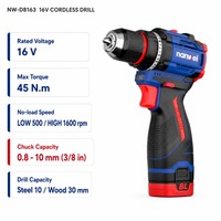 Perceuse à percussion sans fil 16V Lithium SDS-PLUS, moteur sans balais, poignée antidérapante, lumière LED intégrée, réglage multi-tourisme, 45Nm max, OEM