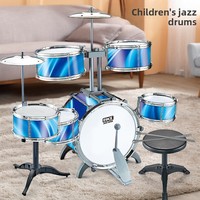 Large Colorful Light Plastic 6-Piece Children's Drum Set for Boys and Girls Beginner Jazz Percussion Instrument