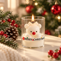 Collection Joyeux Noël : Bougies Parfumées en Verre (7 Pièces) avec Personnages et 5 Arbres Dégradés – Coffret Cadeau de Fêtes