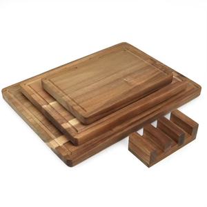 Acacia Cutting Boards 3 Piece <b>Set</b> Double Sided Design Kitchen Chopping Blocks With Storage Rack - Product Image 5